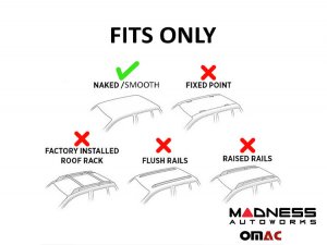 FIAT 500L Roof Rack Cross Bars - for models w/o factory roof rails - Silver (2014 - 2020)